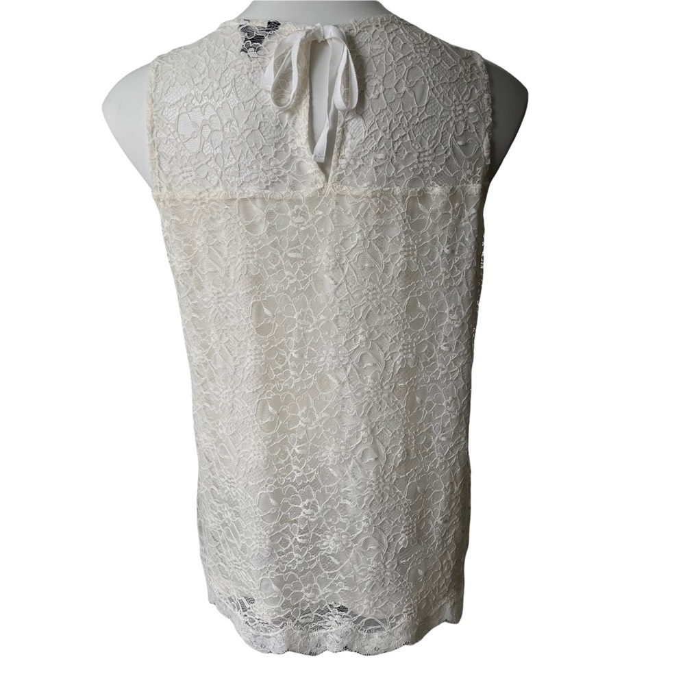 Ann Taylor Off White Tiered Lace Sleeveless Top - Picture 7 of 12